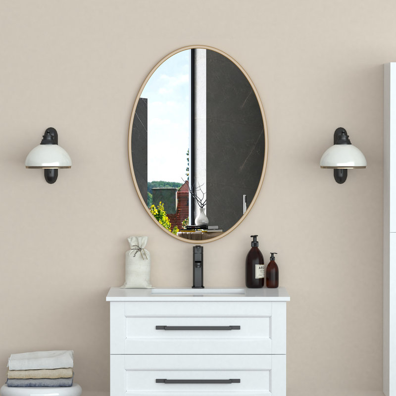 Metal Wall Mirror, Gold, Oval, 24" x 31.5"