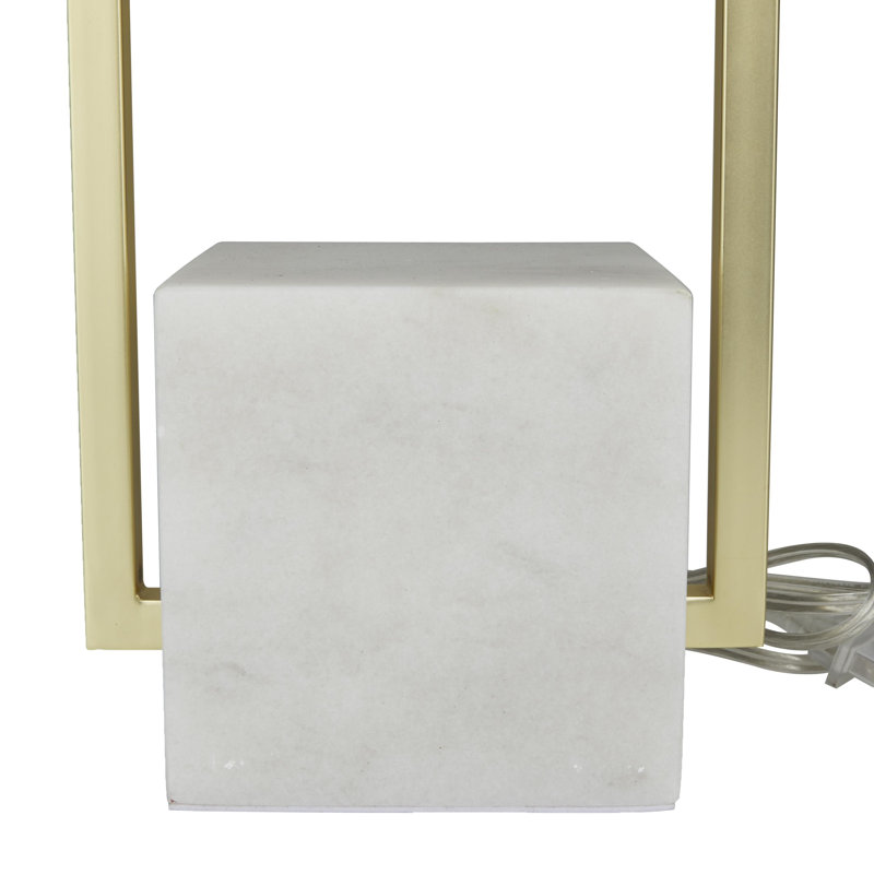 Evelunn Marble Geometric Table Lamp with Square Shade, Gold