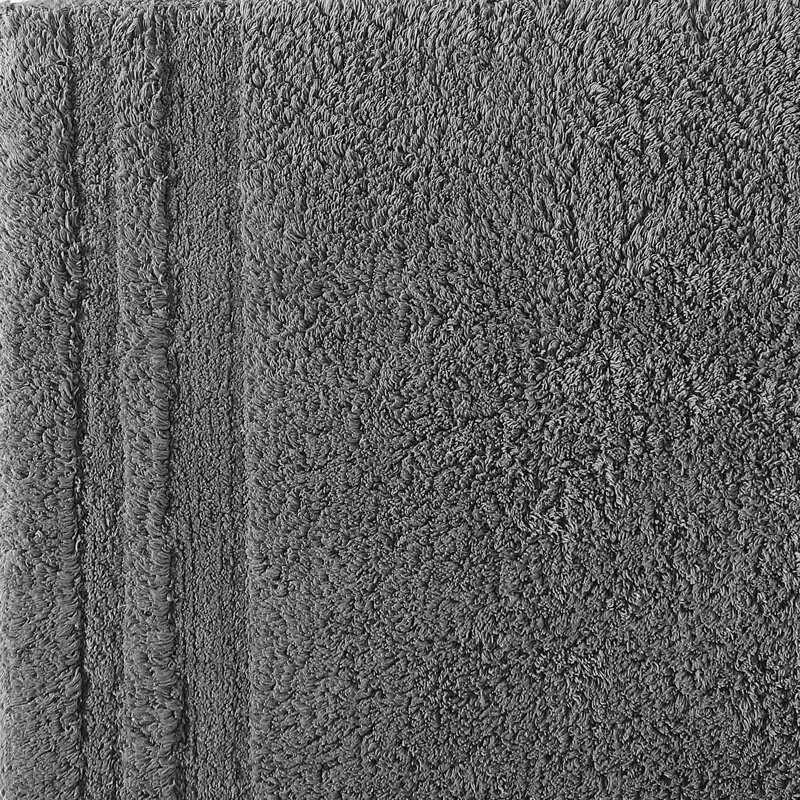 Eden Plush Pile Solid Reversible Cotton White 2 Piece Bath Rug Set, Gray