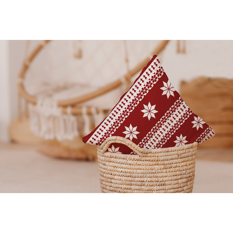 Coussin décoratif Poinsettia, Carré H 16 po x l 16 po