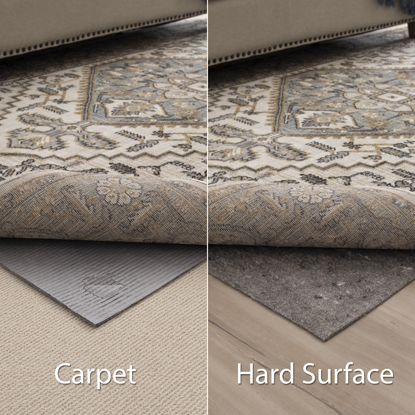 Ovilla Pet Friendly Dual Surface Non-Slip Rug Pad (0.25"), 2'W x 8'L