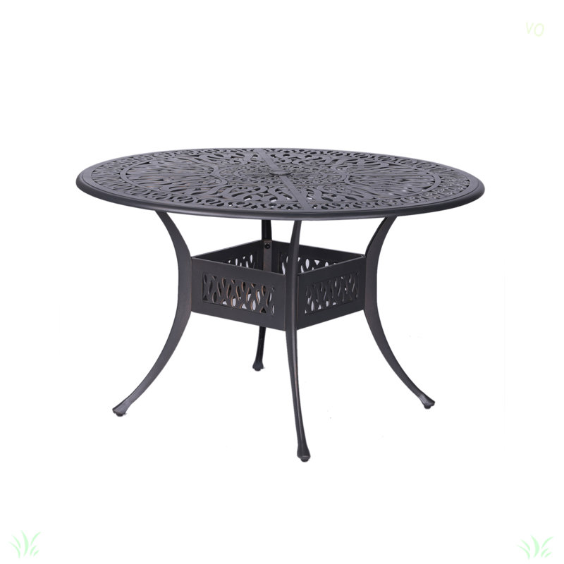 Ensemble de salle à manger rond en aluminium 48 po pour 4 personnes avec coussins Sunbrella