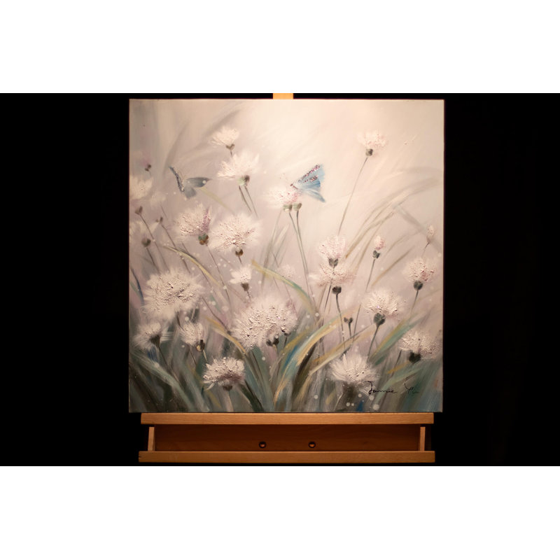 Hand -painted floral shimmer acrylic painting
