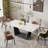63"-95"Extendable Dining Table For 6-10,White Glossy Sintered Stone Tabletop, Modern Kitchen Table with black Steel Legs