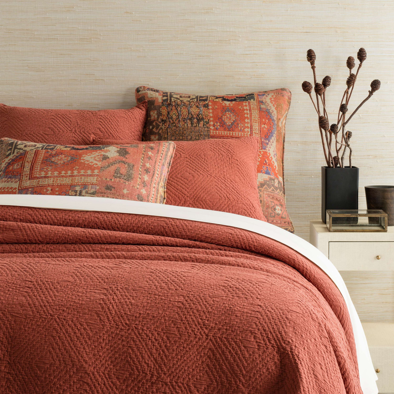 Kerala Cotton Coverlet Set, King Coverlet 