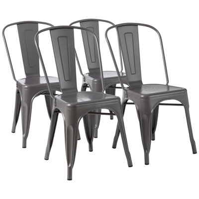 Chaises de salle à manger en métal, 4 pièces, gris foncé, 20,1 po x 17,1 po x 33,5 po
