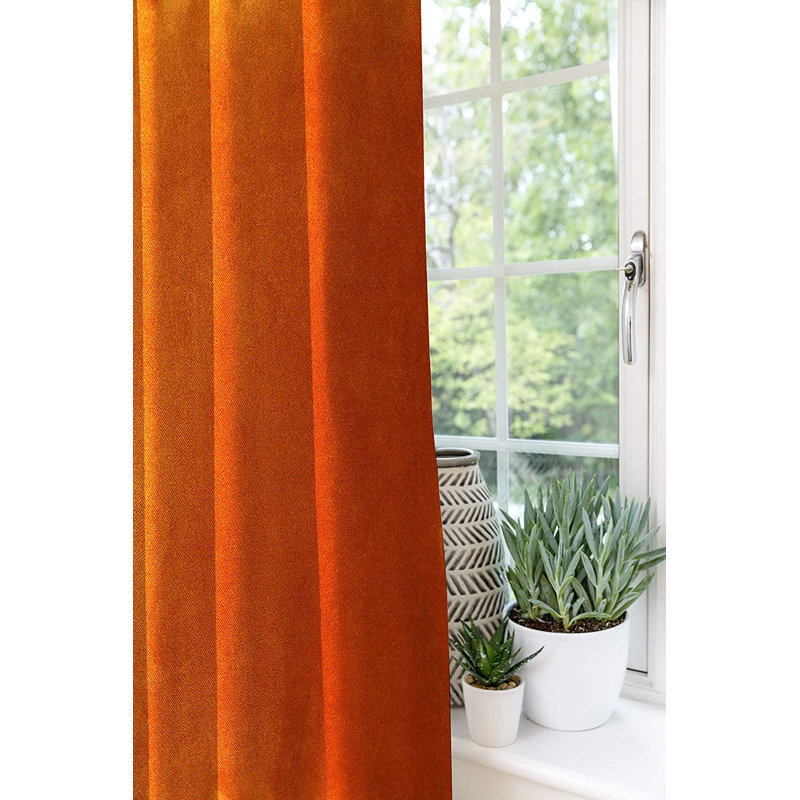 Delavega Blackout Curtains / Drapes Pair, Orange, Width 167 x Drop 228cm