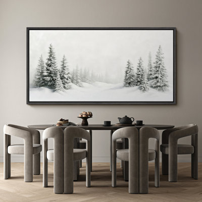Grande impression sur toile encadrée, impression de paysage de forêt de pins pour l'hiver