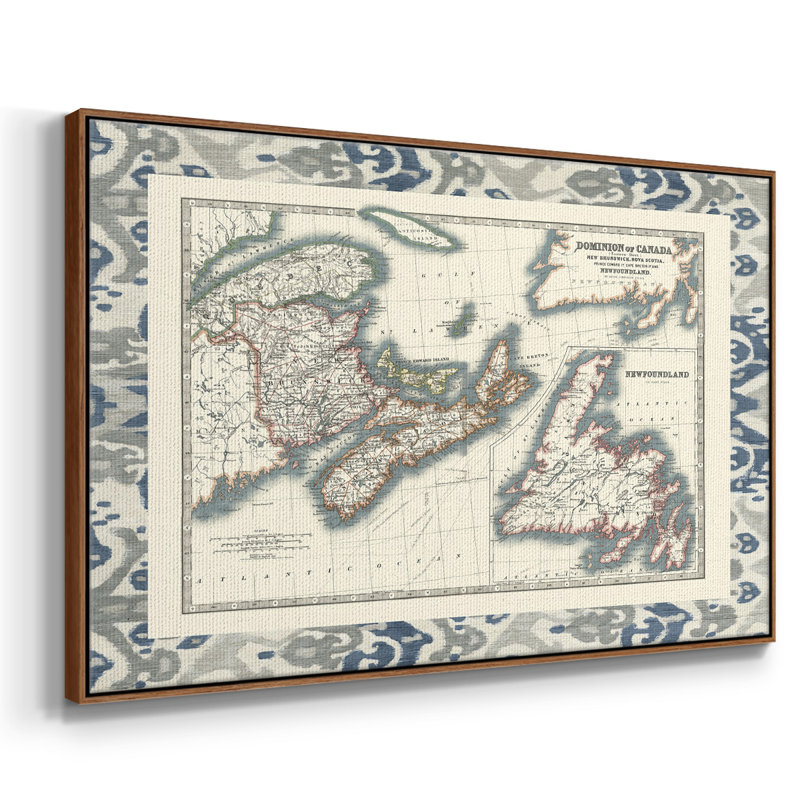 Carte du Canada bordée, H 27 po x l 41 po x P 2 po, Noyer