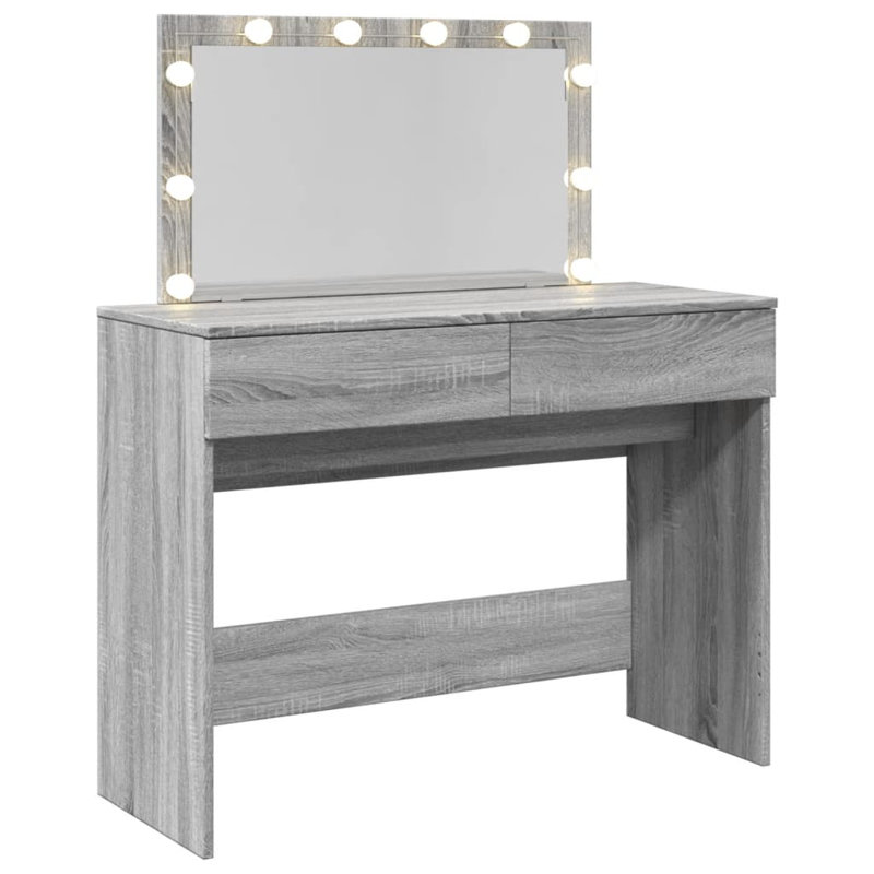 Dressing Table with Mirror, Grey Sonoma