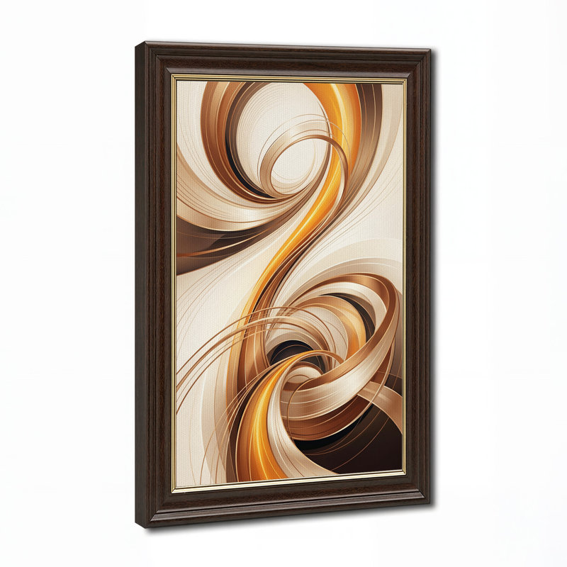 Tableau abstrait en bronze et en or à motifs de rubans tourbillonnants, H 18 po x l 12 po