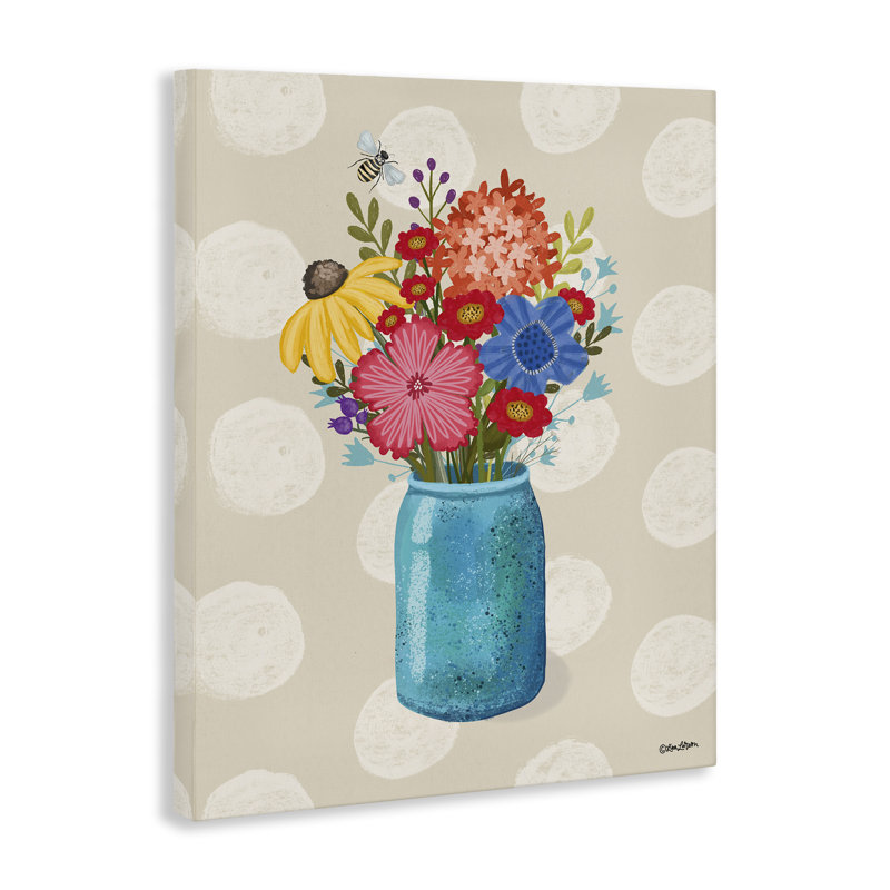 Art mural sur toile à pois en fleurs par Lori Deiter, H 20 po x l 16 po
