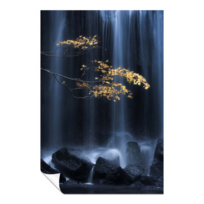 Panther Print Fine Art Prints Water Fall & the Yellow Leaves Tree in Autumn Artistic Unframed Poster, Pictures for Home Walls, Bedroom, Living Room & Bathroom Decor 1 Piece Wall Art