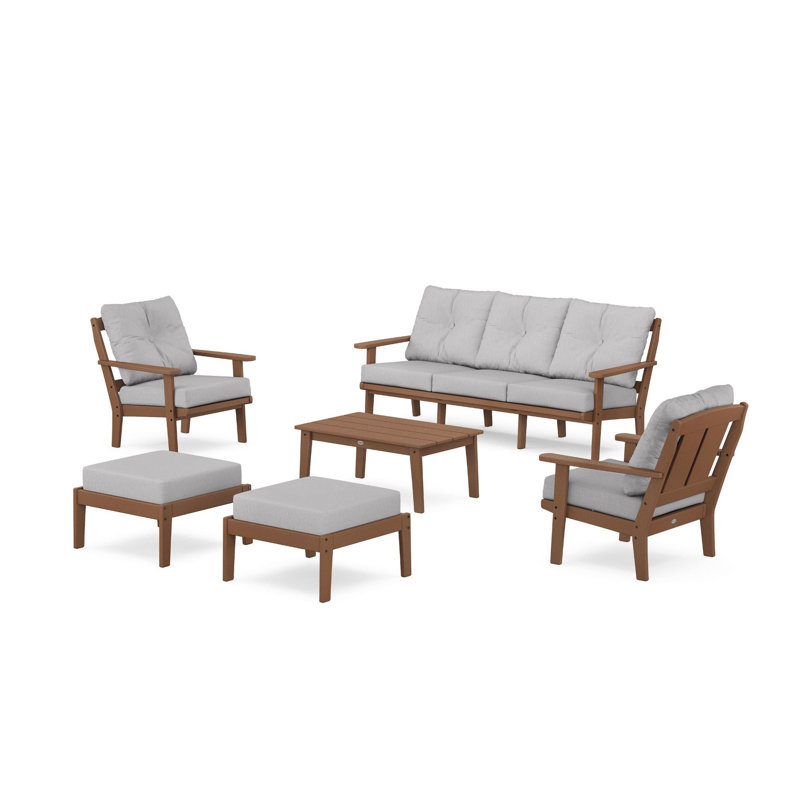 Mission 6 Piece Sofa Seating Group with Cushions, Green, Ash Charcoal