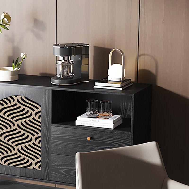 Buffet avec rangement 59,1 po, Noir, noir, noir, noir