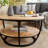 Afsar Solid Wood Round Coffee Table with Storage Shelf
