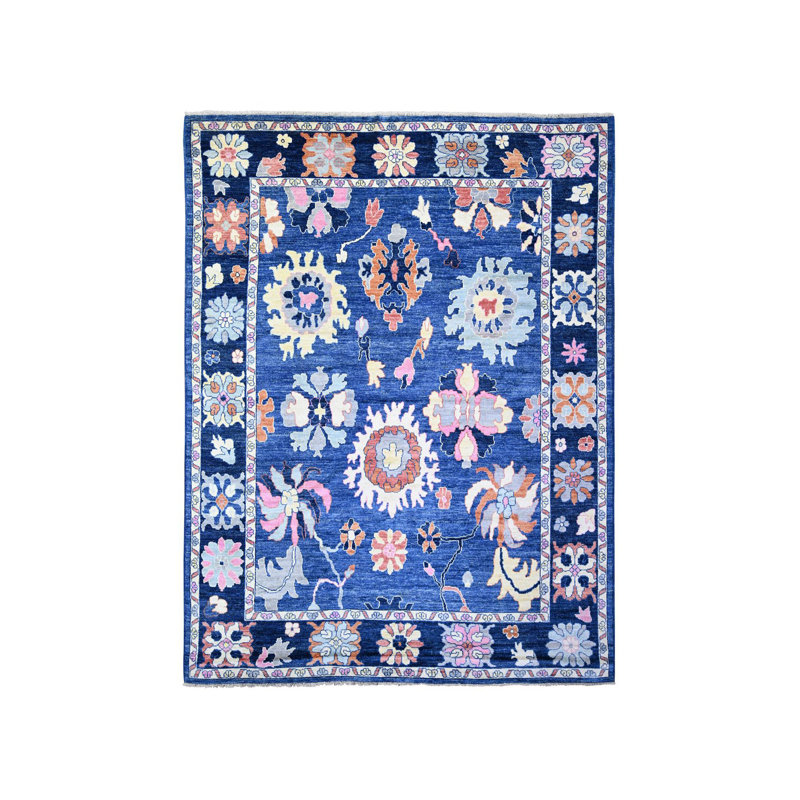 9'x11'7" Sapphire Blue Hand Knotted Afghan Angora Oushak Soft Wool Rug F9128DADFC9D4780A25BE7B4B8061EB3