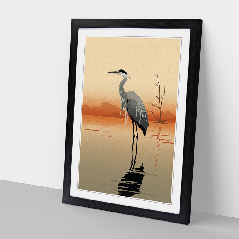 Heron Minimalism - Framed Print