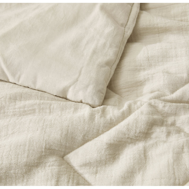 Skye Cotton Gauze Thin Comforter Set, Oversized King Comforter + 2 King Shams, Natural