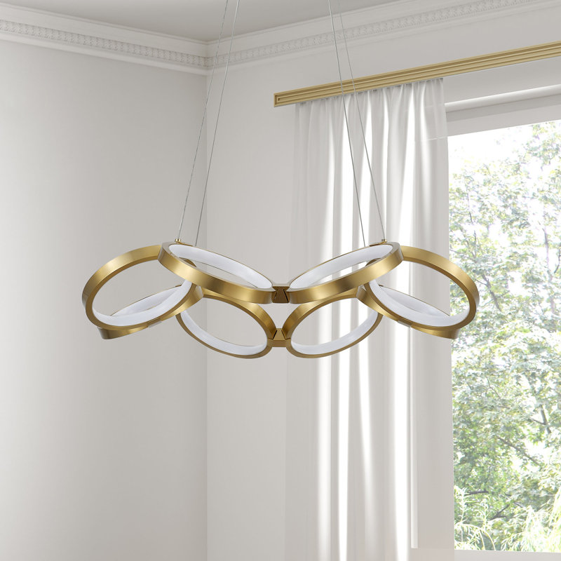 Lustre géométrique à DEL 1 lumière Faheemah, Laiton vieilli