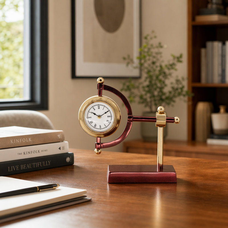 Aparicio Tia Desk Clock, Gold/Brown