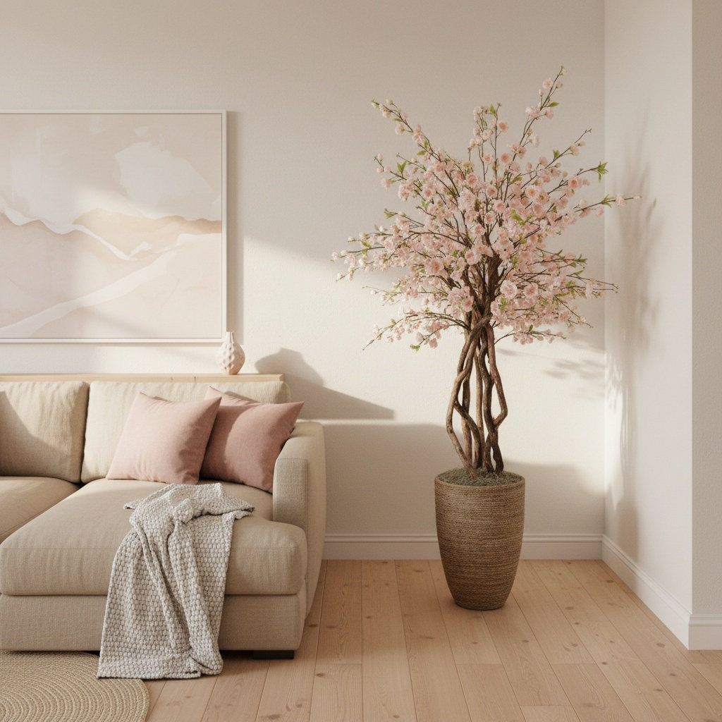 Cherry Blossom and Dragon Wood Tree in Rope Pot