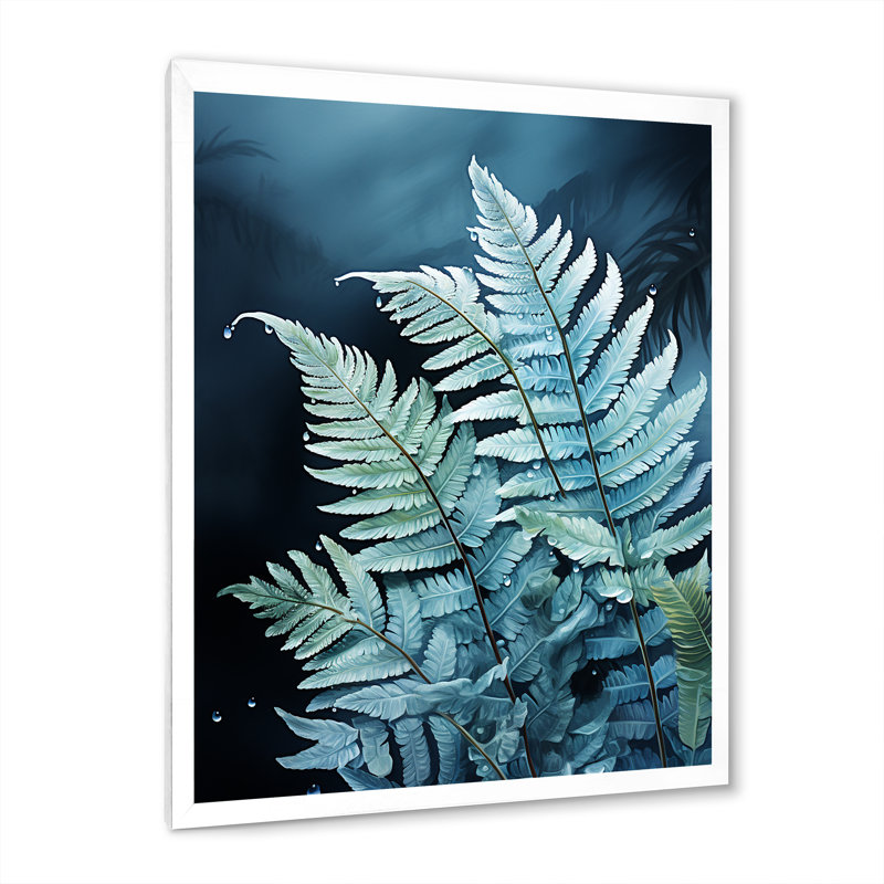 Ferns Turquoise Delight, reproduction d'art sur toile, H 44 po x l 34 po x P 1,5 po, Cadre blanc