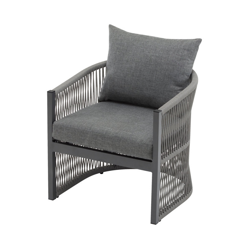 Chaise moderne en aluminium gris avec dossier élégant et dossier