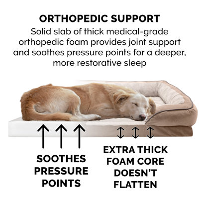 Velvet Waves Perfect Comfort Full Support Sofa Style Bolster Dog Bed