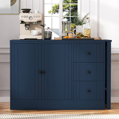 89.7'' Wooden Kitchen Island With Extendable Table