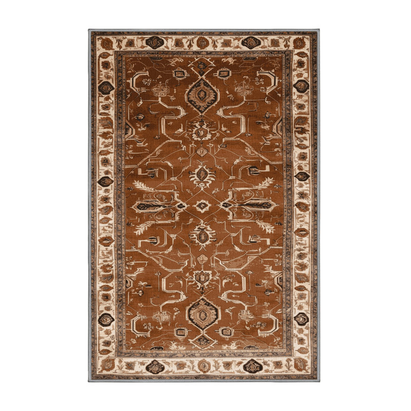 Tapis brun lavable à la machine, Rectangle 5 pi x 7 pi