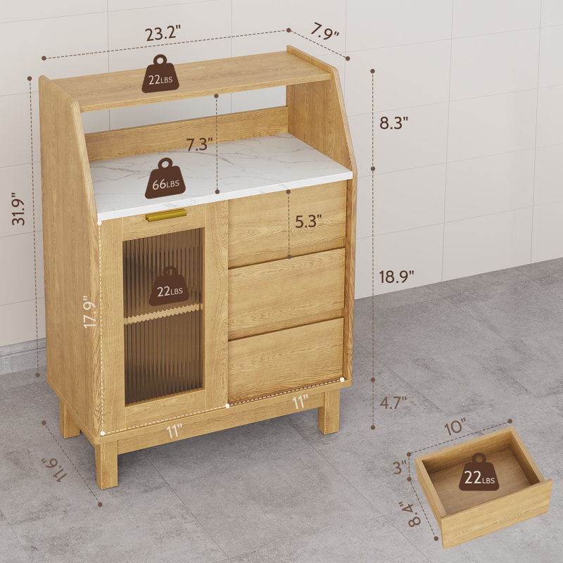 Bathroom Storage Cabinet, Small Storage Cabinets With Doors And Shelves, Coffee Bar Cabinet Buffet Sideboard Cabinet For Dining Room, Living Room, Entryway, Wood