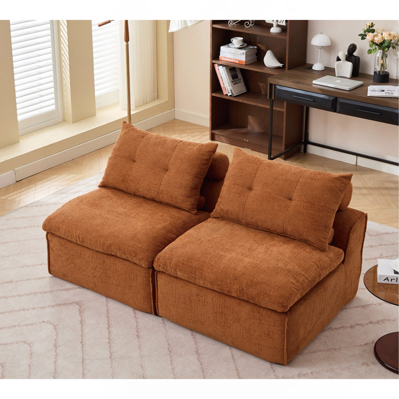 Modular Sofa, Orange Corduroy