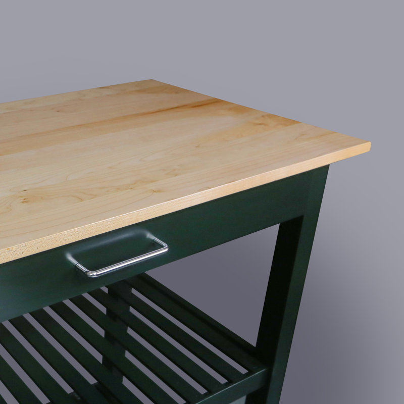Table de préparation en bois massif de 40 po Herriott, Vert forêt / naturel, 36,5 po H x 40 po l x 20 po P