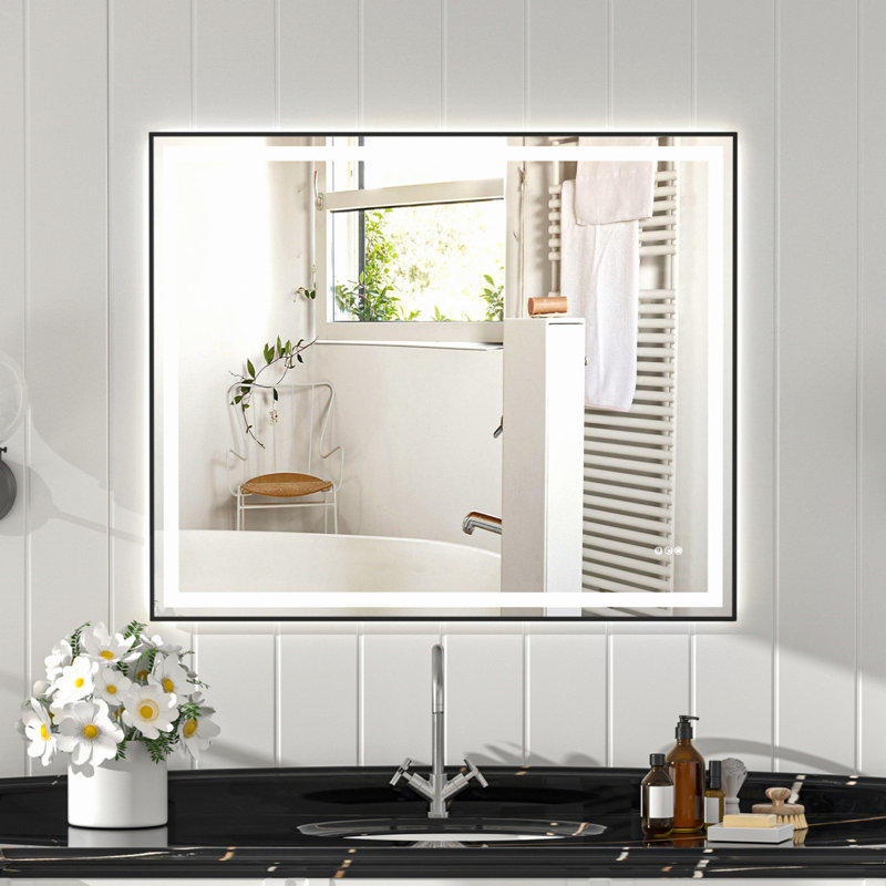 Miroir avec bandes lumineuses à DEL pour la salle de bain, 40 po x 48 po