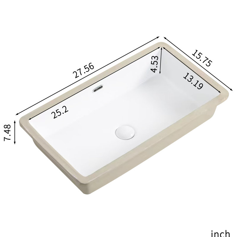 Évier encastré blanc de 28 pouces pour la cuisine et la salle de bain Wrenshall, cuve simple spacieuse, finition lisse avec base moderne, noyau solide