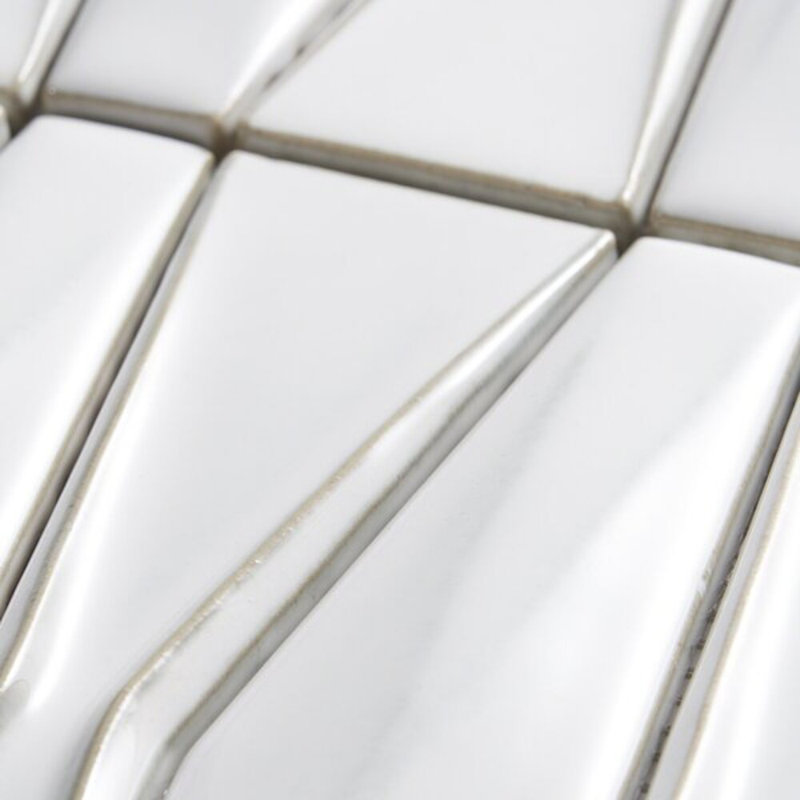 Nabi Harlequin 2x8 Glossy Glass Mosaic Tile, Natural White