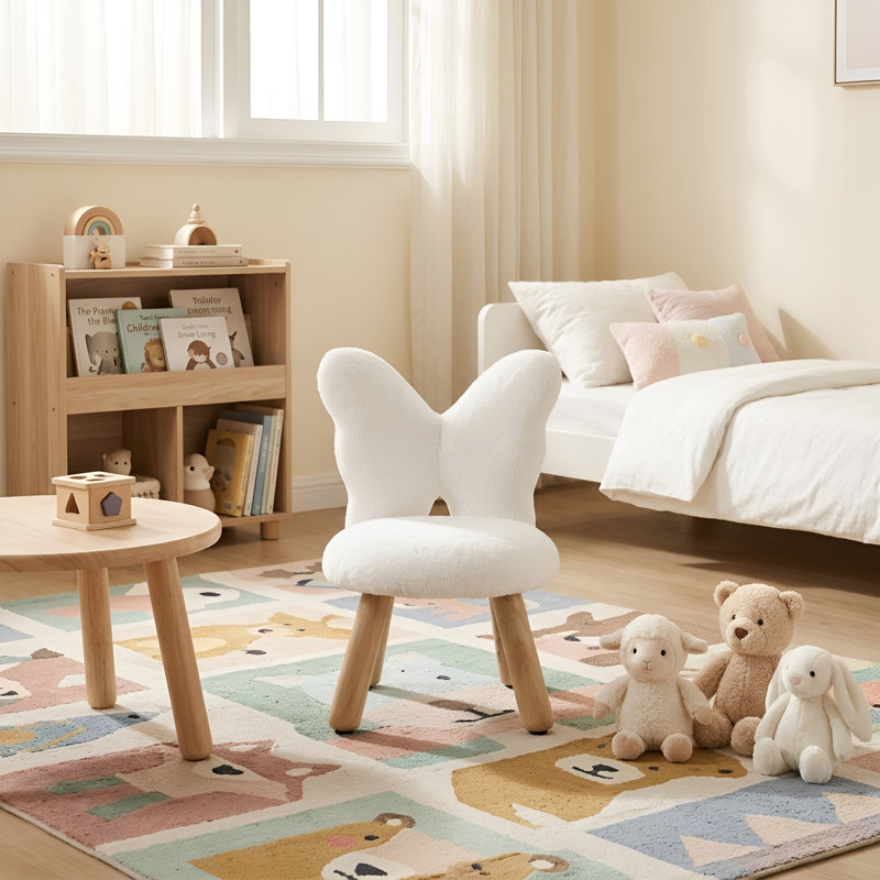 Butterfly Back Kids Chair With Solid Wood Legs, White