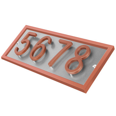 Royal Shade Floating Horizontal AFramed Aluminum Address Plaque – Customized 3/4/5-Digit House Numbers for Stylish Indoor and Outdoor Spaces
