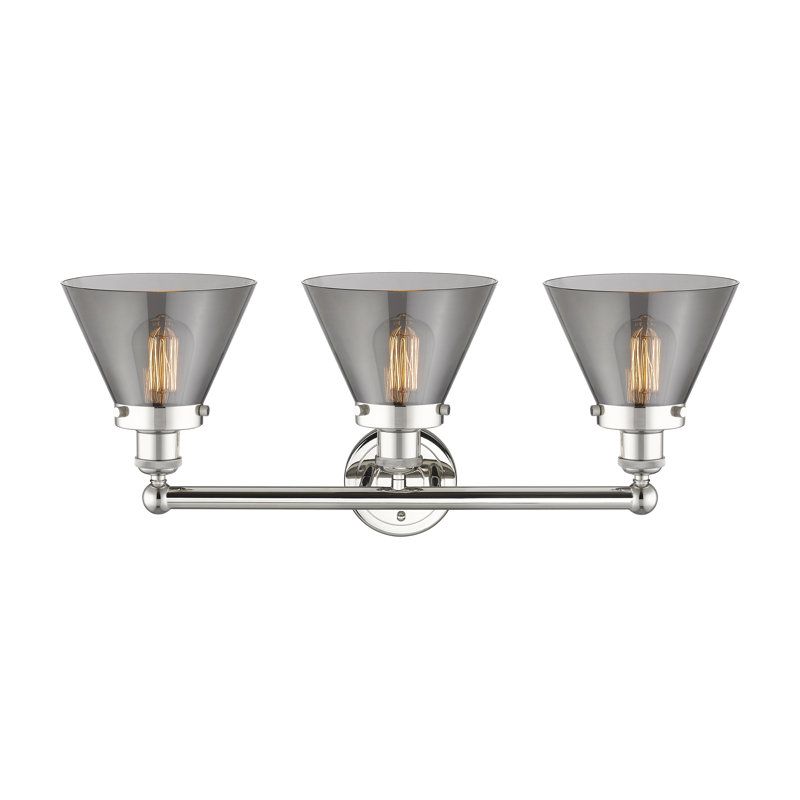 3 - Light Dimmable Vanity Light, Plated Smoke, Polished Nickel