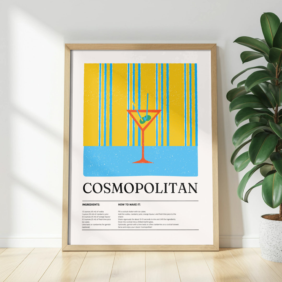 Cosmopolitan Recipe Wall Art, Cocktail Poster, Drink Recipe Art, Bar Decor, Kitchen Wall Art, Unframed Matte Vertical Poster