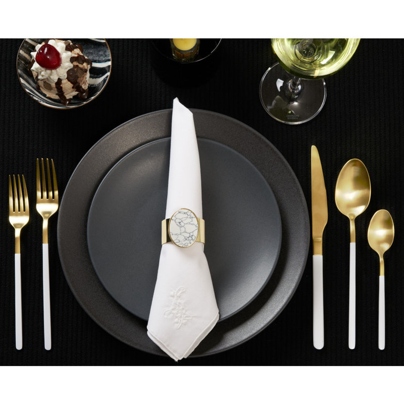 Metal Napkin Ring, White