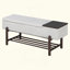 Banc de rangement rembourré Farmhouse avec compartiment caché, banc d'entrée moderne pour le salon, le vestibule et les couloirs