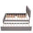 Queen Upholstered Platform Bed with Storage Drawers & Twin XL Trundle, Linen Fabric, No Box Spring Needed- Light Gray-10171286