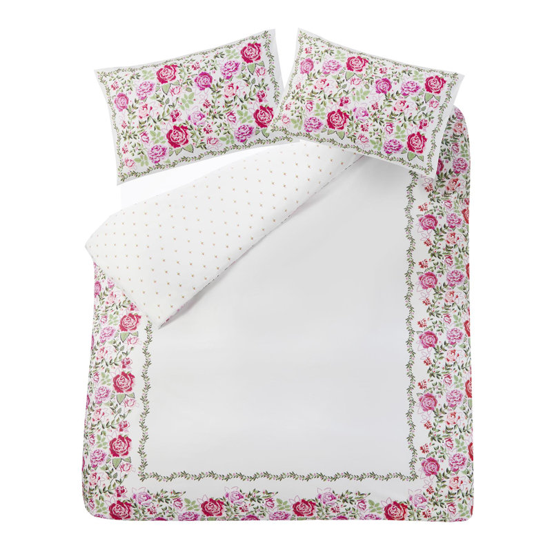 Cath Kidston Dolly Rose Sage Duvet Cover Set Floral Themed Bedding Set, Super King Duvet Cover Set + 2 Pillowcases