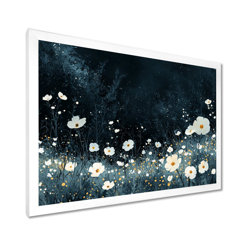 Wolter - Floral Wall Art, H 12 po x l 20 po, Cadre flottant, Blanc