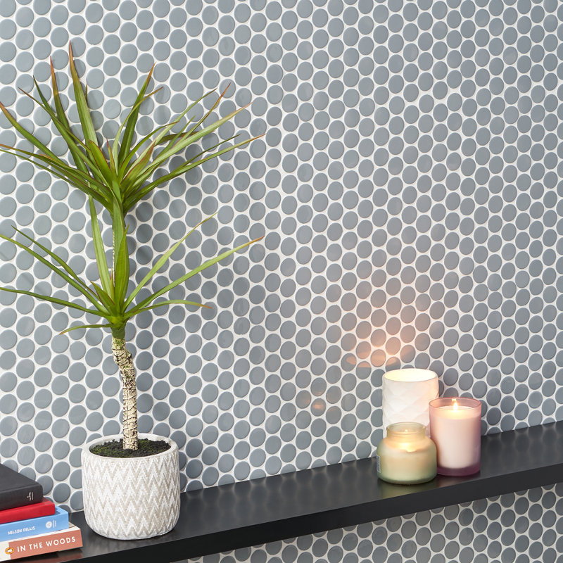 Zen 12.32'' W x 12.99'' L Ceramic Penny Round Mosaic Floor and Wall Tile (1.11 sq. ft./ each), Sky