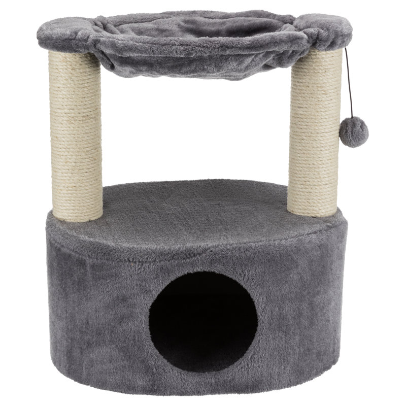 TRIXIE Baza Grande 24-in Cat Tree, Two Sisal Scratching Posts, Cat Condo and Hammock, Dangling Cat Toy, Grey
