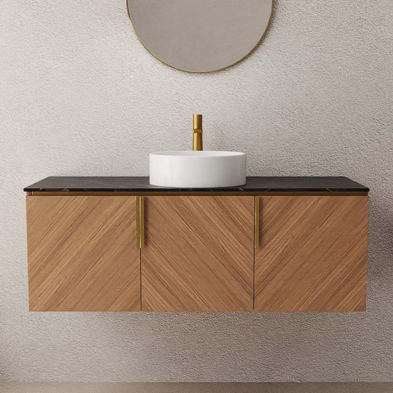 Armoire de salle de bain murale en contreplaqué avec 3 portes, Blanc