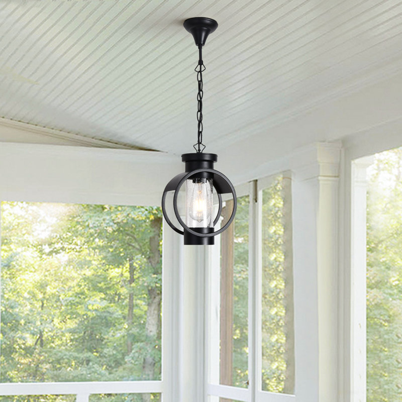 Lanterne suspendue d'extérieur en verre noir à 1 lumière Adolpha